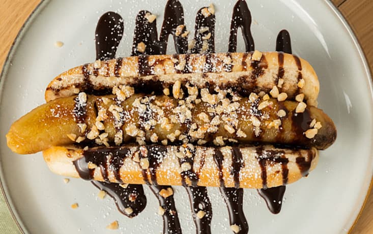 Stekt banan-korv med hackade hasselnötter - Recept | Pågen